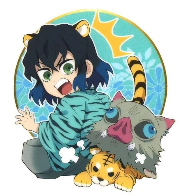 Phong cách demon slayer inosuke chibi nổi bật