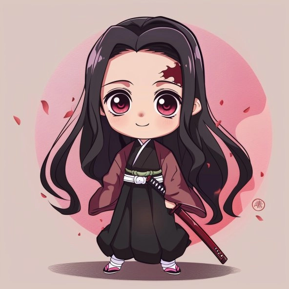 Mẫu cute vẽ nezuko chibi đơn giản dễ làm