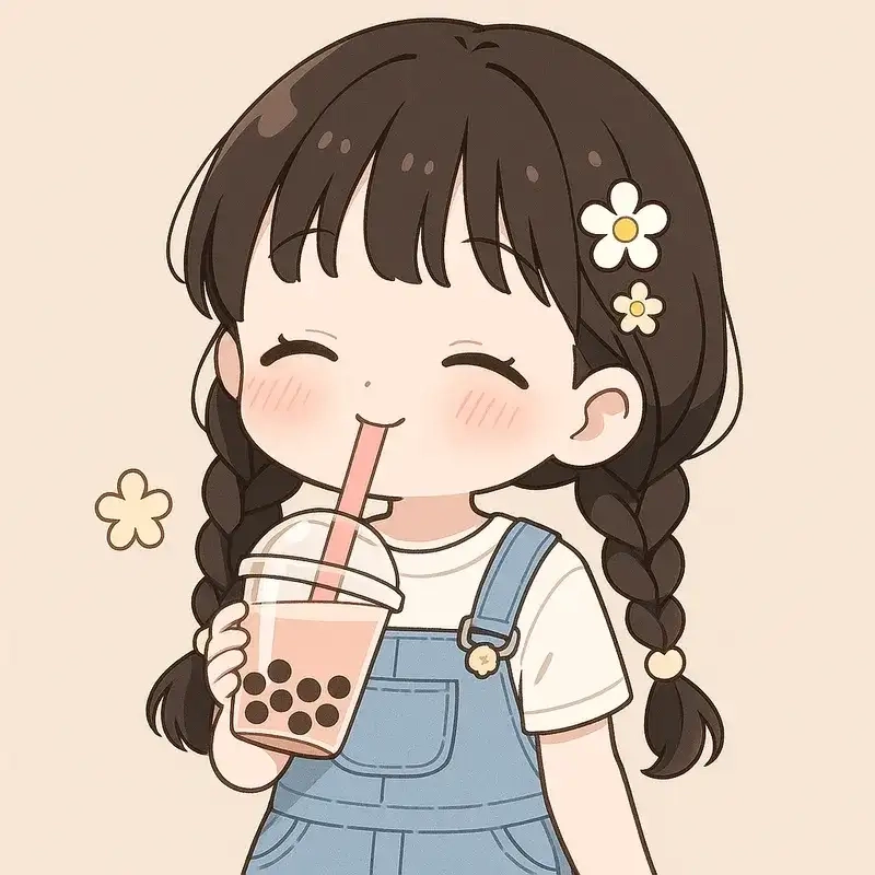 Hình ảnh chibi uống trà sữa siêu cute đáng yêu