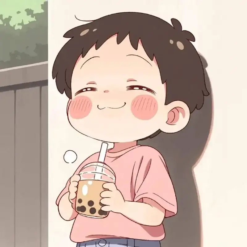 Mèo chibi uống trà sữa tạo dáng cực cưng