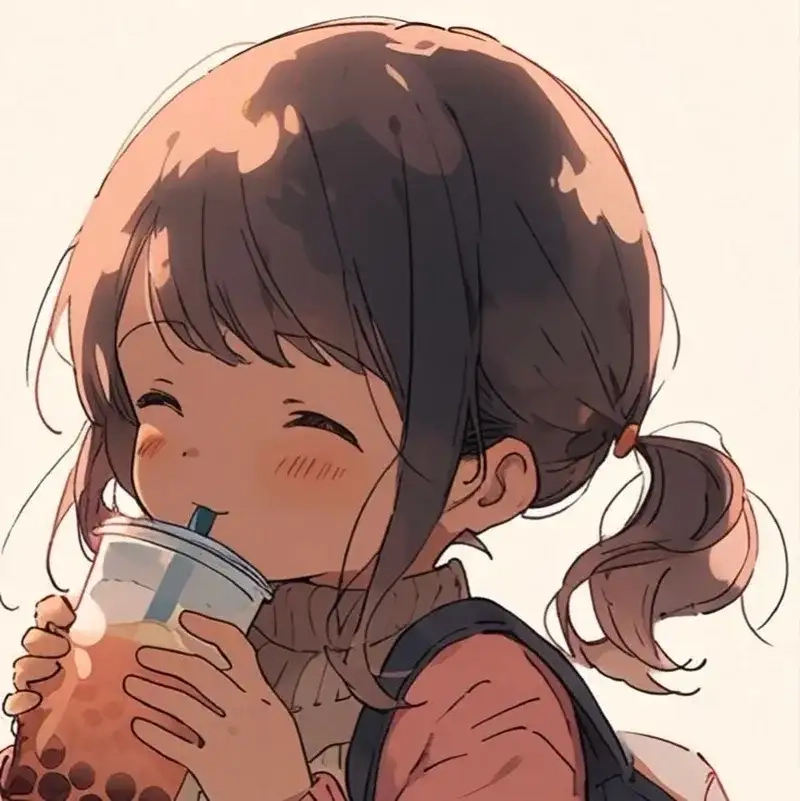 Hình ảnh chibi uống trà sữa ngọt ngào khiến lòng tan chảy