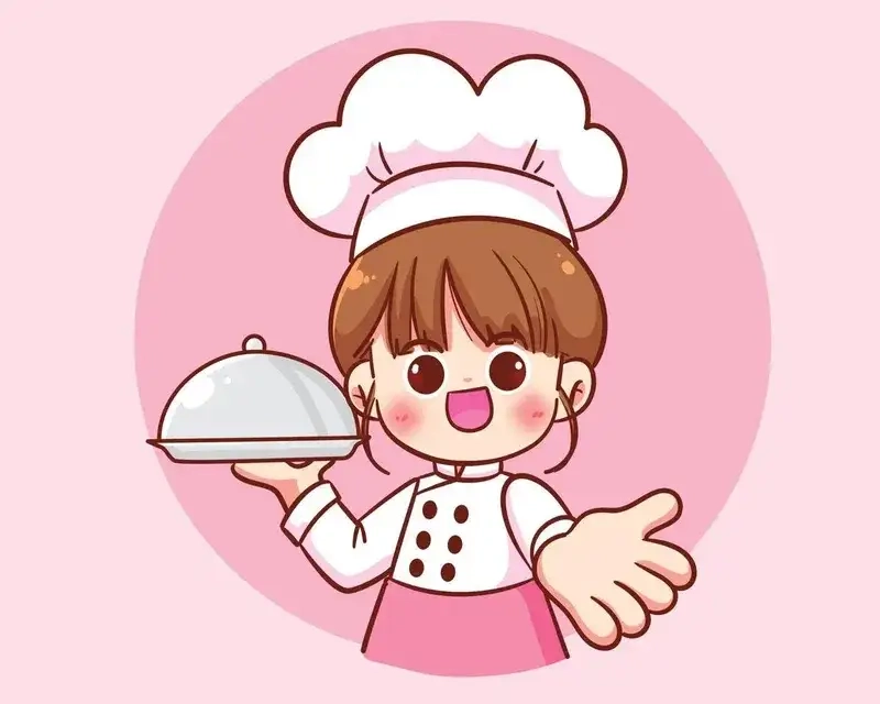 Khám phá chibi logo đầu bếp nữ cực dễ thương