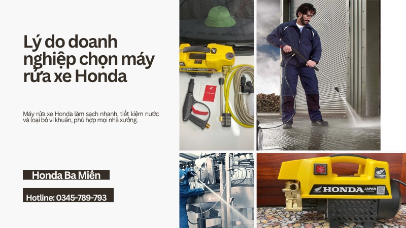 Lý do doanh nghiệp chọn máy rửa xe công nghiệp Honda