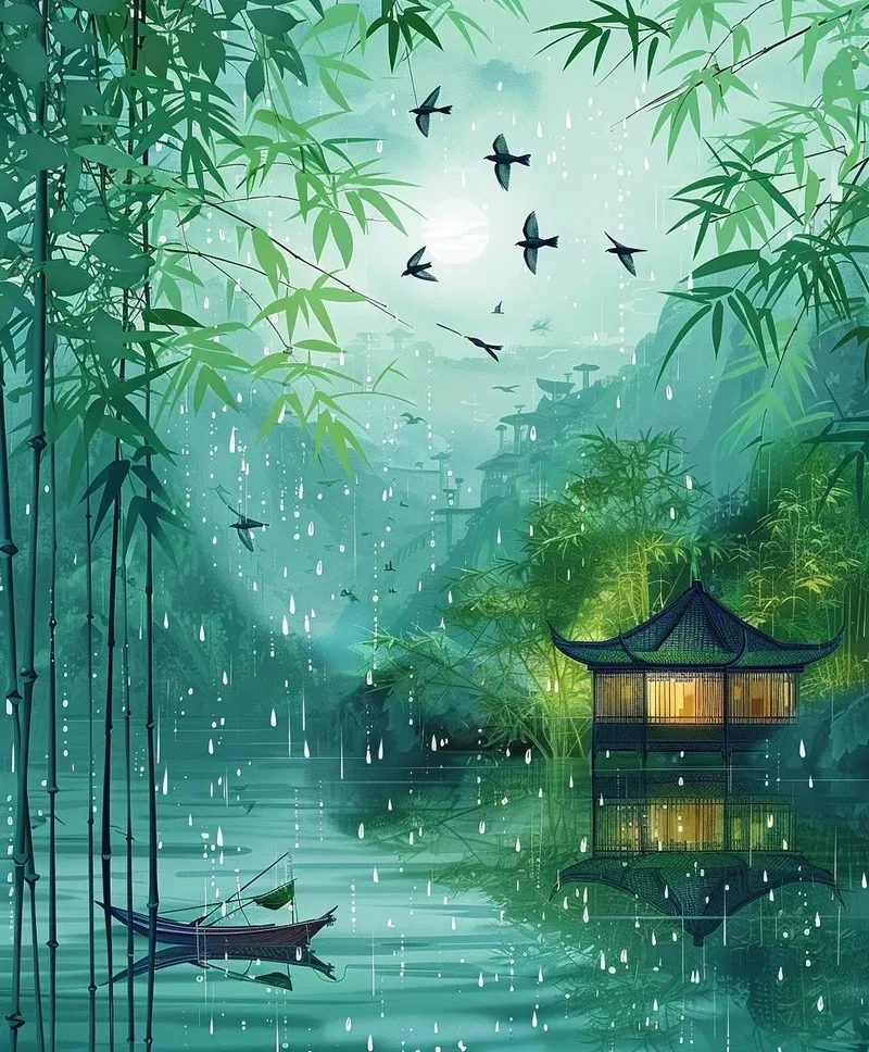 Đắm chìm anime phong cảnh đẹp núi rừng hùng vĩ