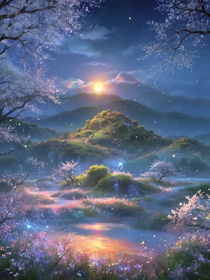 Ngắm anime phong cảnh đẹp ánh sáng lung linh