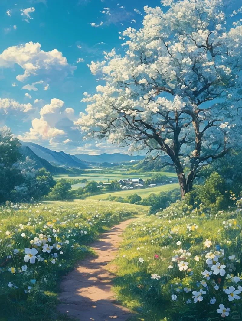 Tận hưởng anime phong cảnh đẹp thiên nhiên tươi mát