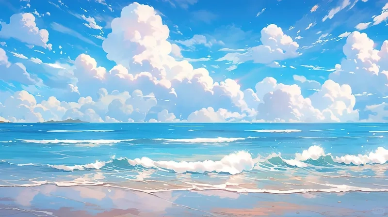 Ngắm bầu trời anime xanh rực rỡ tuyệt đẹp