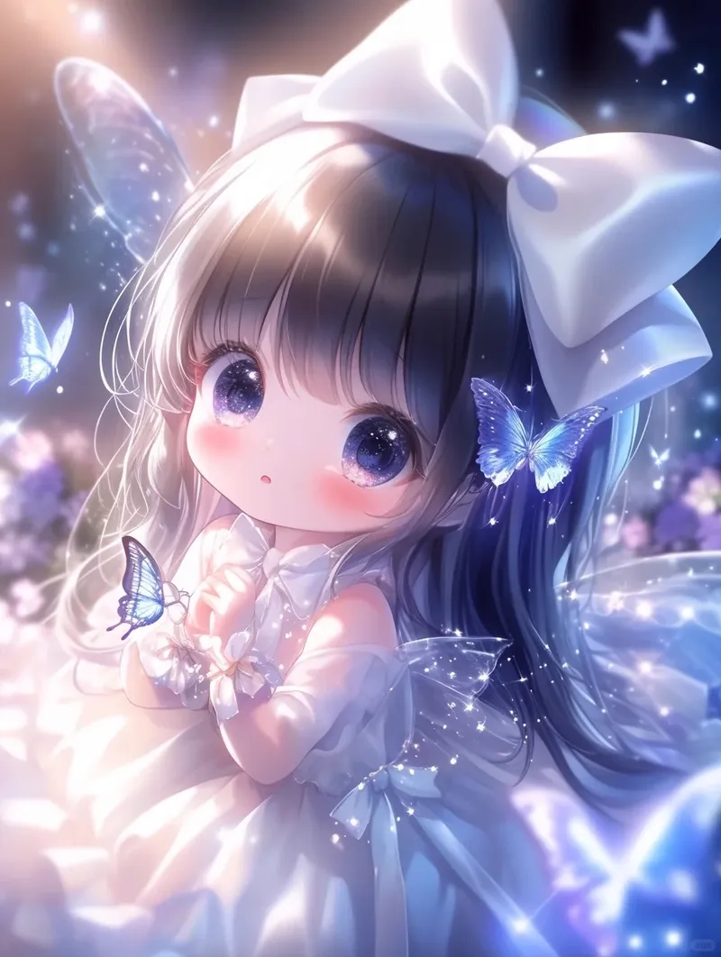 Chibi công chúa anime tóc dài xinh xắn đáng yêu