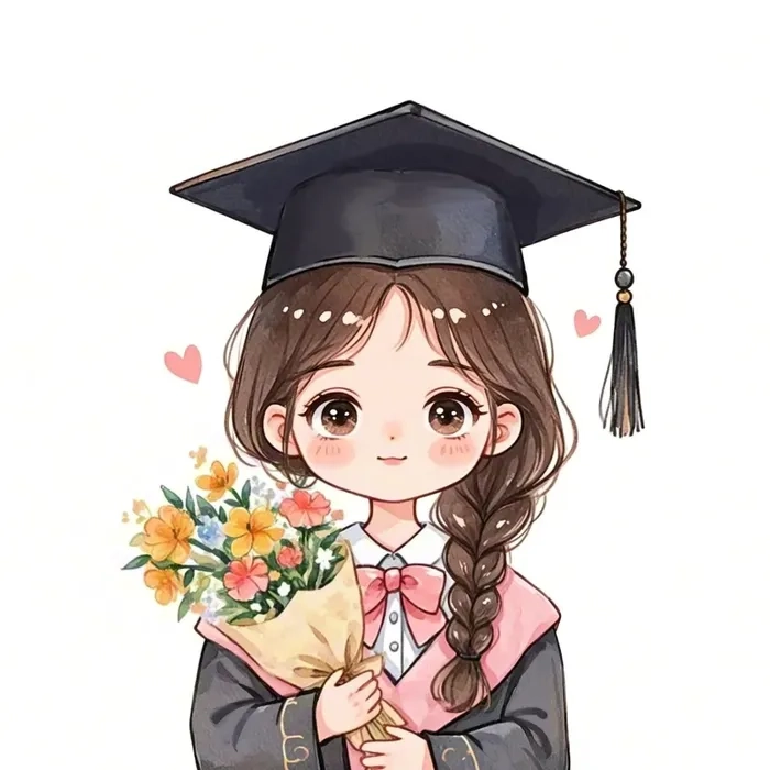 Chibi học sinh dễ thương màu nước mềm mại sinh động