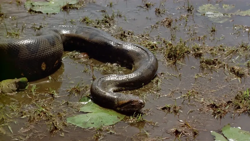 Trăn anaconda dưới nước săn thú lớn khéo léo